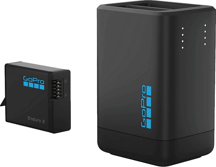 Cargador batería - GoPro Doble cargador + Batería Enduro 2, Capacidad 2150 mAh, Compatible con HERO13 Black, Negro