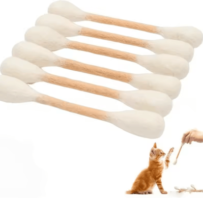 Inspire Curations Giant Cotton Swab Catnip Kicker Toy Durable Dental Chew & Interactive Cat Toy beige 6pcs