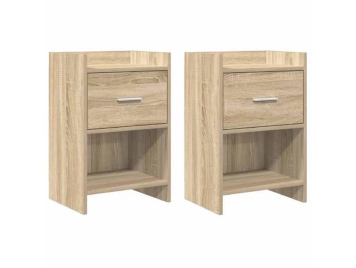 Favemtsl Nachttisch 2er Set Sonoma-Eiche 40x30x60 cm Holzwerkstoff Kompakter Beistelltisch mit Schublade und Fach für kleine Schlafzimmer, pflegeleicht und stabil konstruiert.