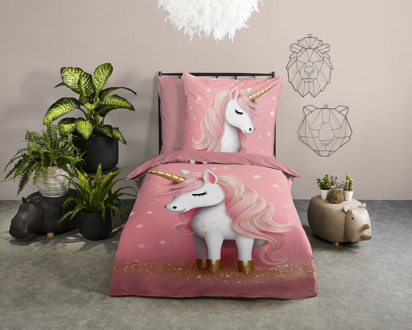 Pure Kinderdekbedovertrek Sparkles Roze - 135 x 200 cm