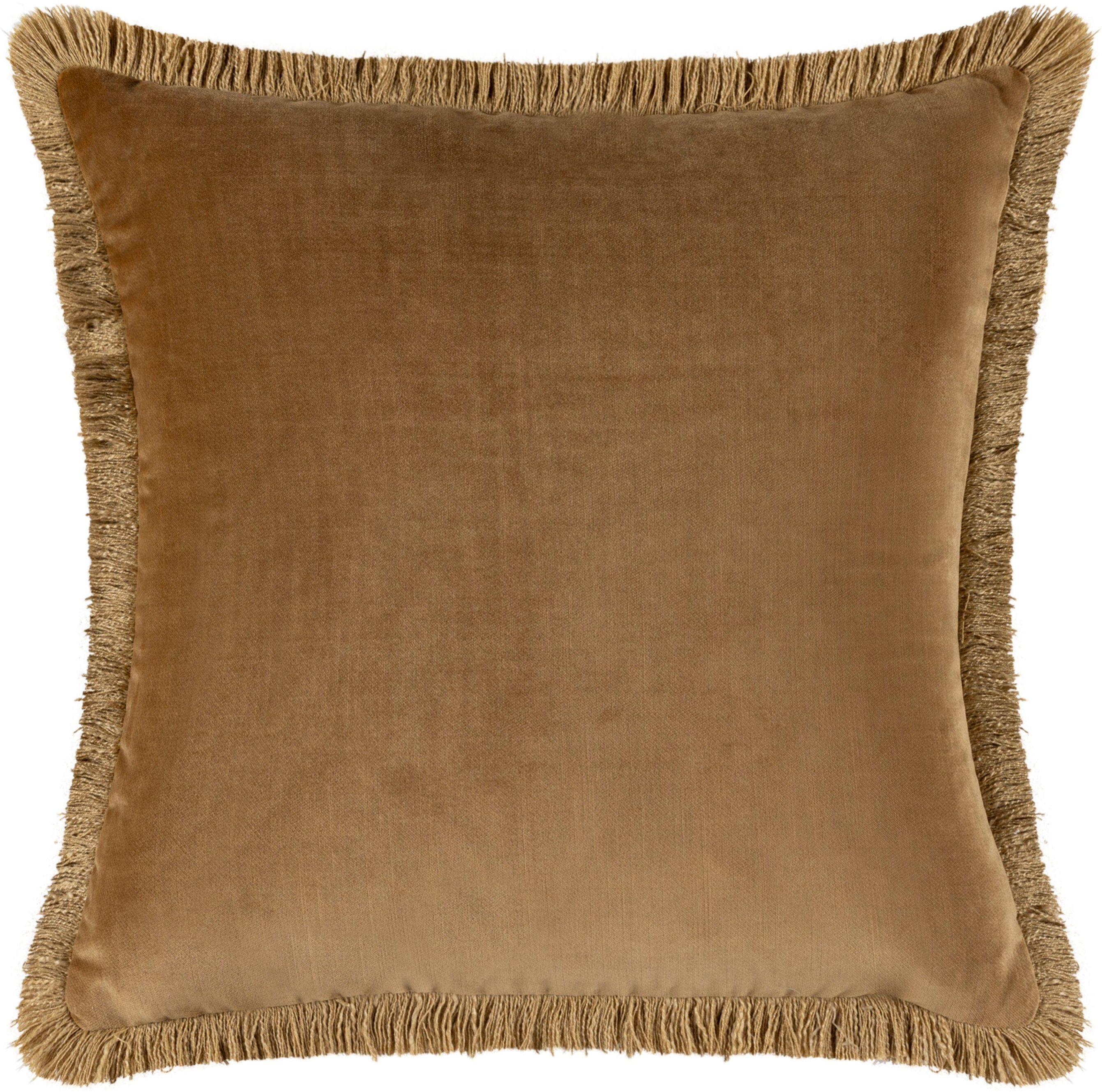 Odalys Amber Velvet Cushion with Fringe Detail- 43x43cm