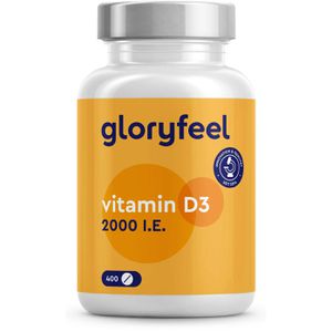 gloryfeel Vitamin-D 400 Tabletten, Vitamin D3, hochdosiert, je Tablette 2000 I.E.