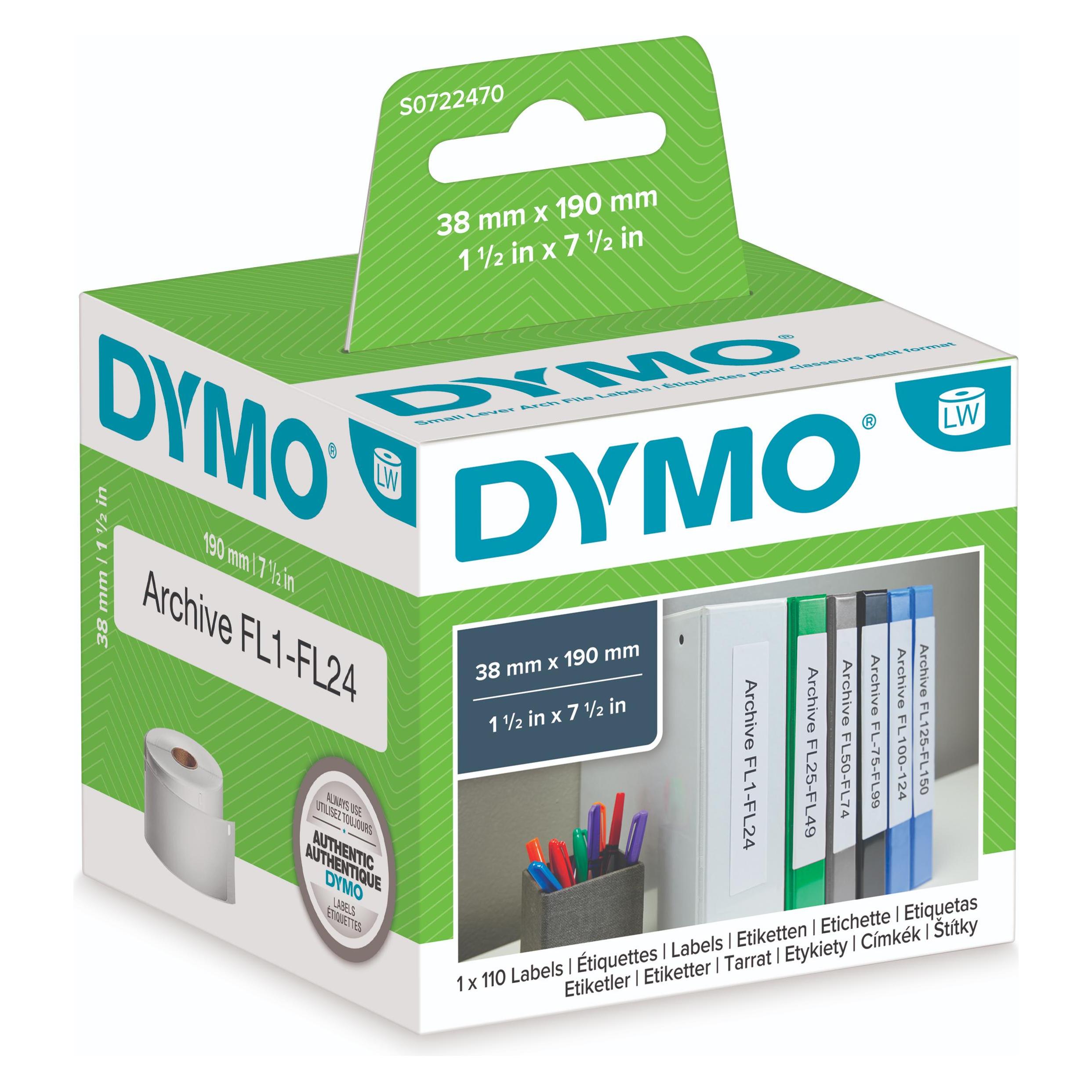 Dymo S0722470 Ordner-Etiketten schmal (75 mm) (S0722470)