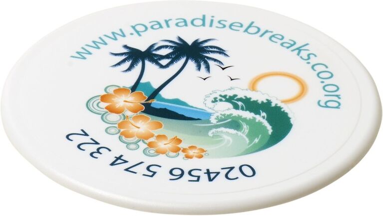 Sous-verre rond personnalisable en plastique Renzo blanc