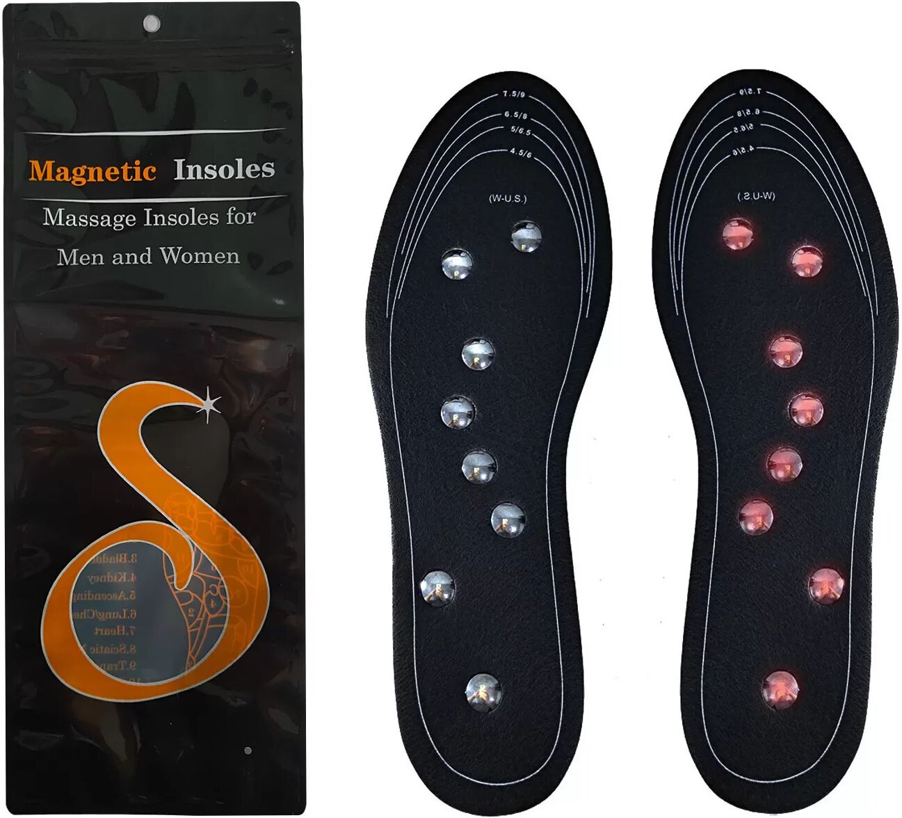 INF Magnetische Massage-Einlegesohlen aus Leder für Herren L