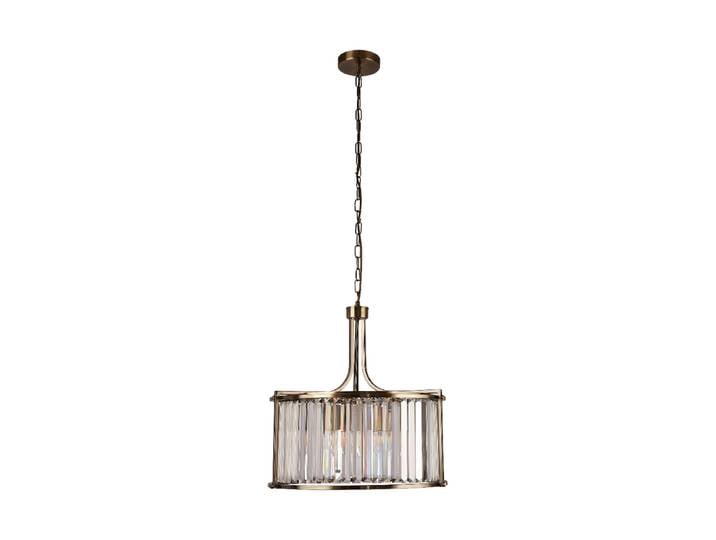 Runde Design Pendelleuchte „Victoria“ Brass, Transparent Searchlight