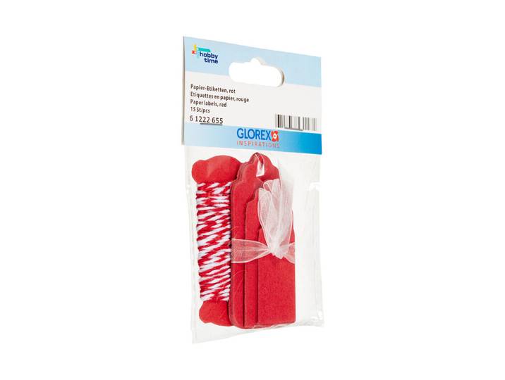 Glorex Papier-Etiketten Rot 5-8 × 3-5 cm 15 Stück