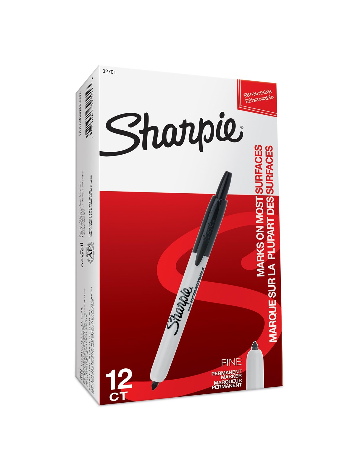 Sharpie Permanentmarker mit einziehbarer Spitze | fein | schwarz | 12 Stück