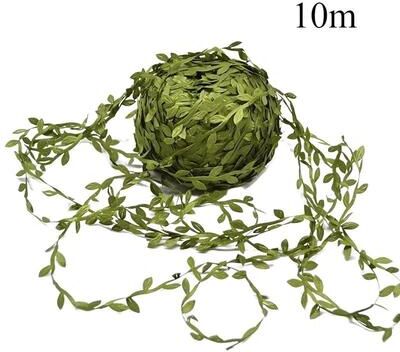Inspired Living Artificial Vine Ribbon Green Leaf Garland For Wedding Greenery Decor And DIY Wreath Crafts 10m Green