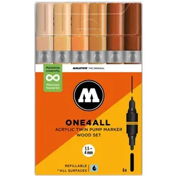 Molotow, Marker, Acrylmarker One4All Acrylic Twin Wood Set (6x)