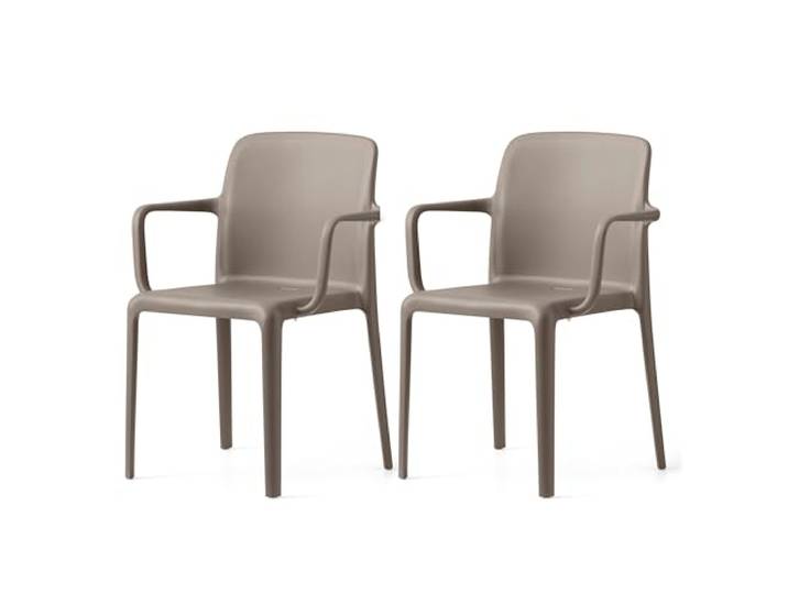 Connubia, 2 Stühle Bayo. 100% recyceltes Polypropylen Taupe matt