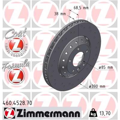 ZIMMERMANN Bremsscheibe 460.4528.70 Vorderachse links 390mm 38mm für Porsche