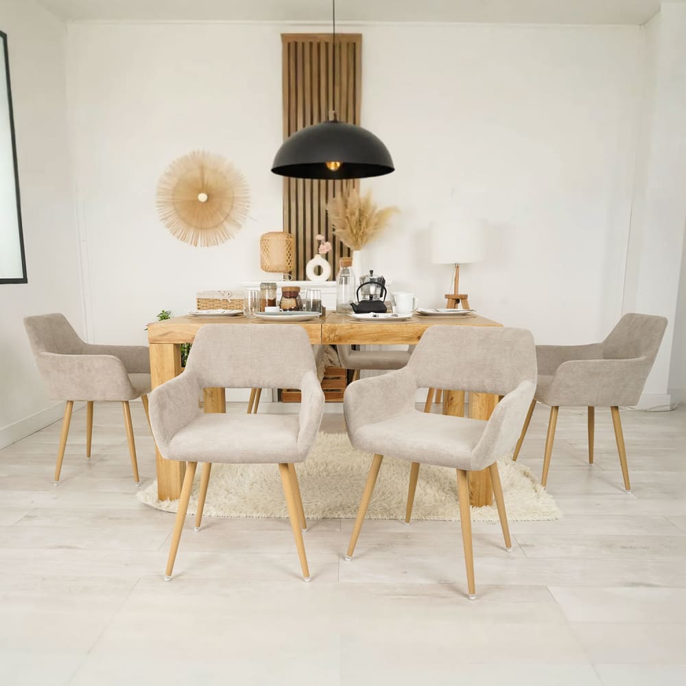 Meubles Cosy Lot de 6 chaises style scandinave avec revêtement beige Beige 54x78x53cm