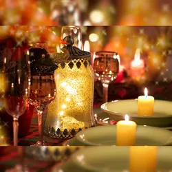 Jinfa® Glas Laterne in Gold mit LED Beleuchtung