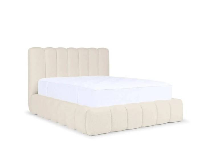 Lit coffre tissu chenille 140x200cm beige