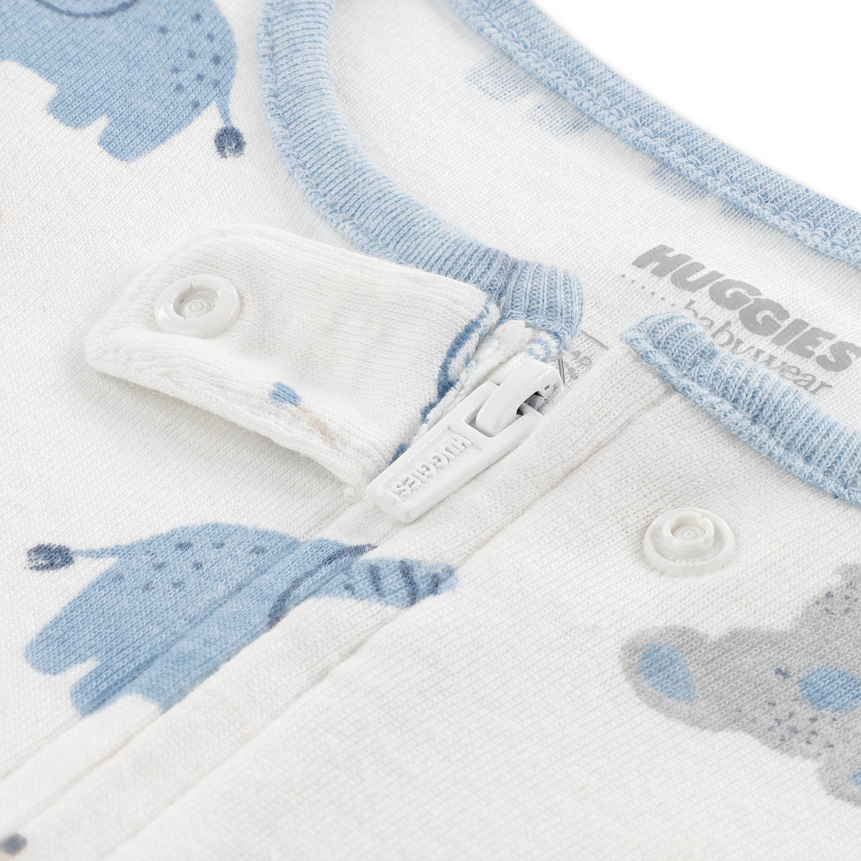 Overall HUGGIES BABYWEAR "HUGB FOOTED COVERALL", Mädchen, Gr. 3 (6M/68), N-Gr, weiss (huggies snow weiß), Jersey, Obermaterial: 100% Baumwolle, bedruckt, lang, Rundhals, Overalls Overall, Strampler mit langen Armen und Füssen / Allover-Print / für Boys hu