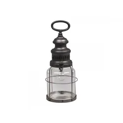 Chic Antique Französische Stalllaterne mit Timer inklusive Glühbirne, H32 cm, antik kohle