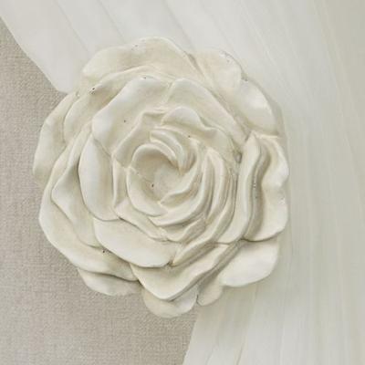 Touch of Class Ella Rose Curtain Tieback Pair Antique Ivory, Pair, Antique Ivory