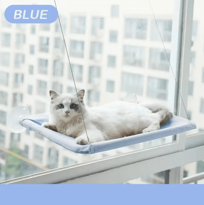 Inspire Curations SunnyView Hanging Cat Hammock Window Bed Heavy Duty Elevated Cat Lounge blue