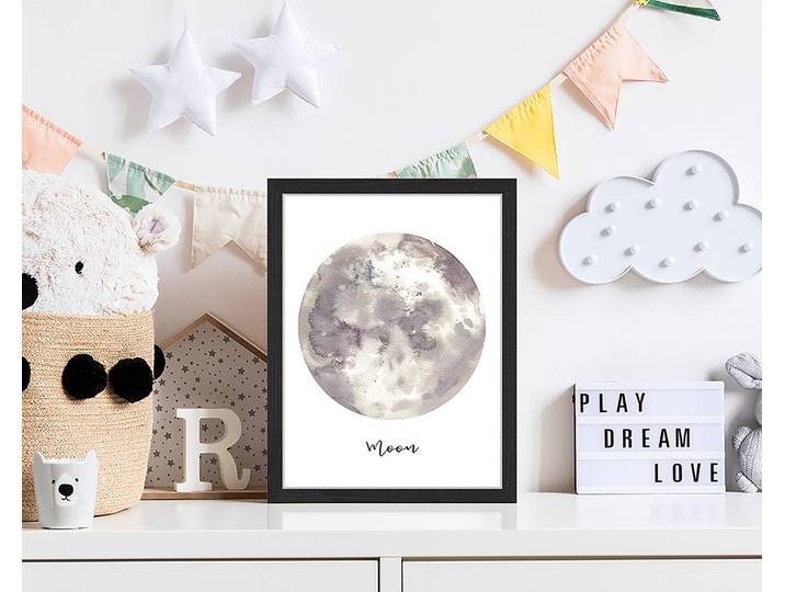 Tableau déco Watercolor Moon 33 x 43cm Multicolore