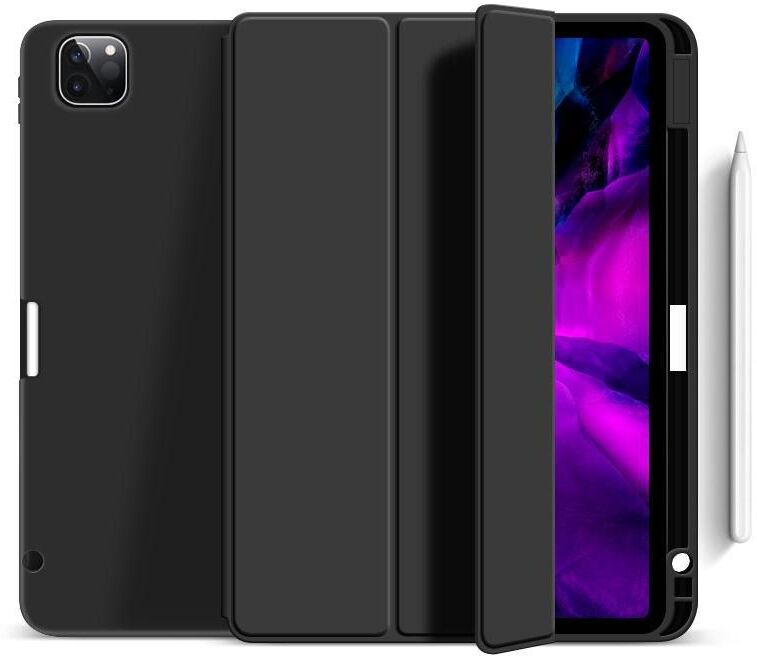 eSTUFF MIAMI Pencil Case for Apple iPad Pro 12.9" 2022/2021 - Black PU Leather/Clear (ES68201301-BULK)