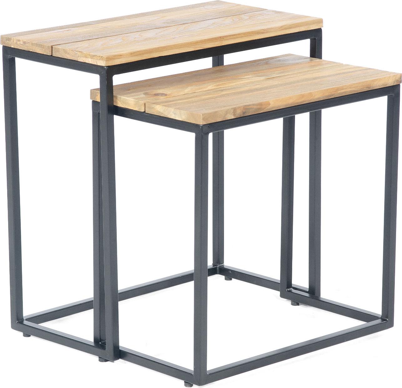 Sonnenpartner Cambridge 2x Lounge-Tische anthrazit Teak Lounge-Tisch wetterfest