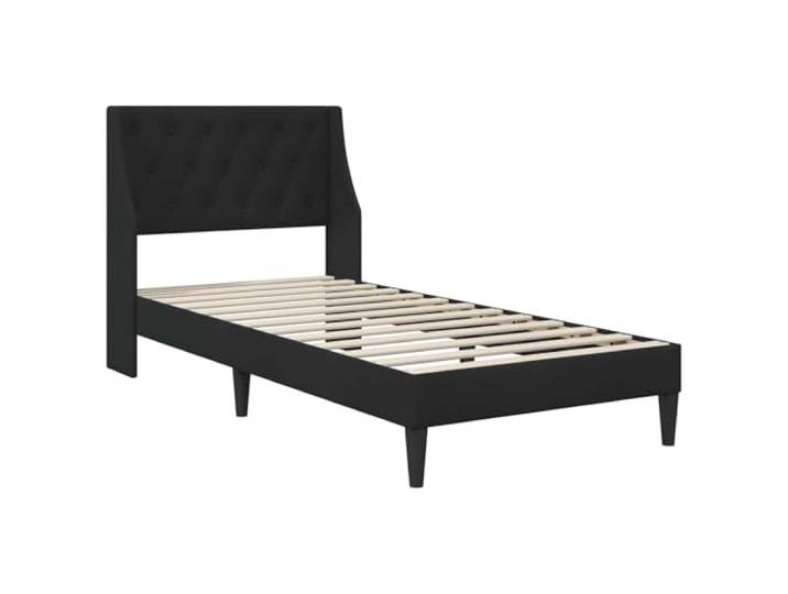 SKTQYQO Doppelbett Samt Schwarz 80 x 200 cm Basis mit Kopfteil, fester Lattenrost, gedrehte Beine, robustes Sperrholz