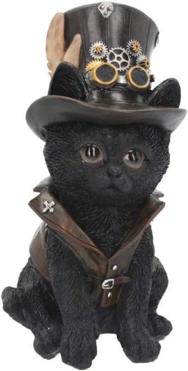 Mystiek Zwart Kattenbeeldje met Spirit Board Details - Hars Figuur - 18,5 cm