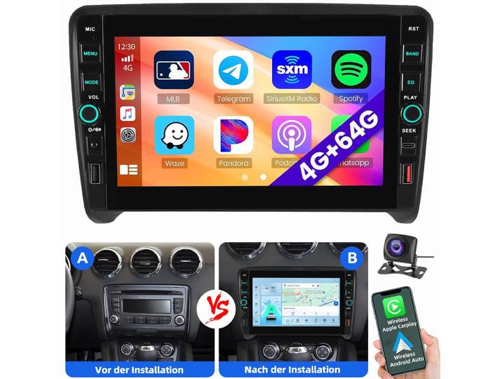 ESSGOO 8 Für Audi TT MK2 8J 2006-2014 Android 15 Carplay Autoradio (RDS, Digitalradio (DAB), FM)