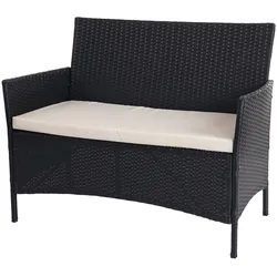Poly-Rattan Gartenbank Hamar, Sitzbank Bank ~ anthrazit, Kissen creme
