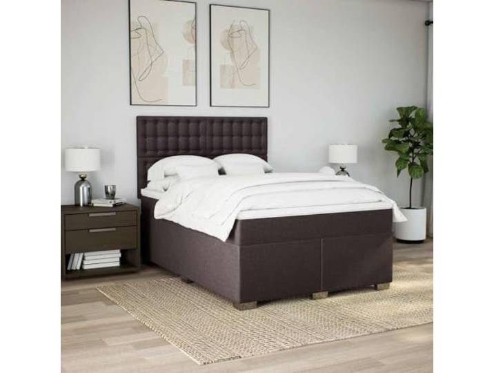 KTHLBRH Boxspringbett 140 x 190 cm Dunkelbraun mit Matratze Taschenfederkernmatratze, verstellbares Kopfteil inklusive Lattenrost, abnehmbarer Matratzenbezug