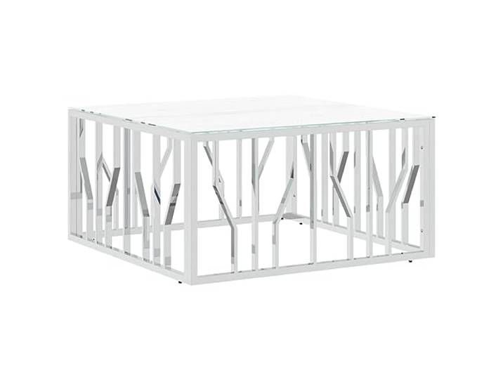 vidaXL Couchtisch Silbern 80x80x40 cm Edelstahl und Glas