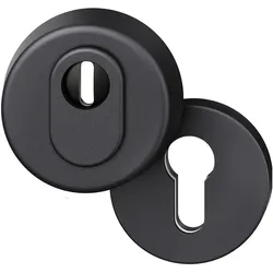 FSB, Türgriff + Türgarnitur, Sicherheitsrosette 73 7393 rund, PZ, Aluminium schwarz matt (Türschildgarnitur)