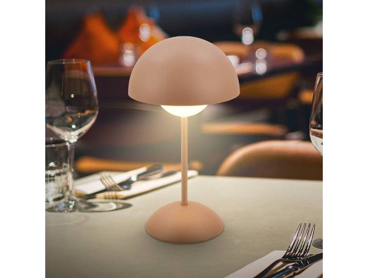 Briloner LED-Akku-Tischleuchte Kugle, braun, Metall, IP44, dimmbar, braun / rost, Metall, Modern