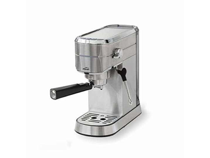 LACOR - 69429 - Espressomaschine, zur Zubereitung aller Arten von Kaffee, gemahlenem Kaffee oder Pad-Kapseln, mit Vaporizer, Anti-Tropf, mitgeliefertes Zubehör, Edelstahl, 20 bar, 1450 W, 1.25 l
