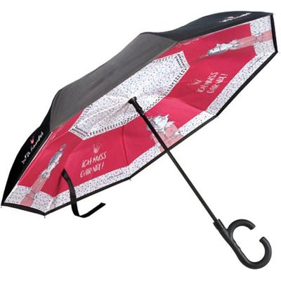 Stockregenschirm GOEBEL "Barbara Freundlieb - Ich muss gar nix", rot (bunt), B:10cm T:5cm Ø:108cm, Obermaterial: 100% Glasfaser, Regenschirme, mit Upside/Down Öffnung