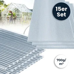 HOME DELUXE Hohlkammerstegplatten Polycarbonat Doppelstegplatten VARUS - 58 x 118 cm 15er Set