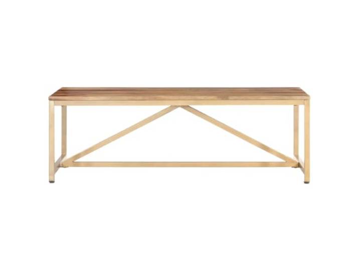 Couchtisch 120x60x40cm Massivholz Messing Massivholz, pulverbeschichteter Stahl, Messingfarbe, Beistelltisch, Couchtisch, einfache Montage