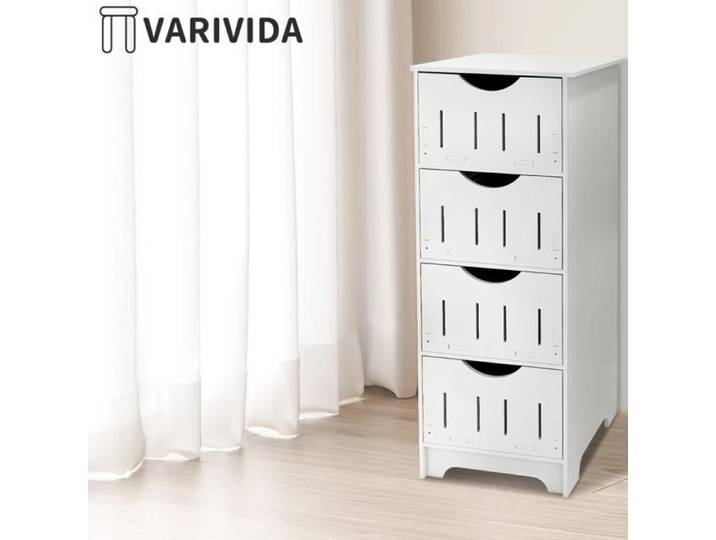 Armoire - VARIVIDA - 1PC - 4 tiroirs - Blanc - Plastique résistant