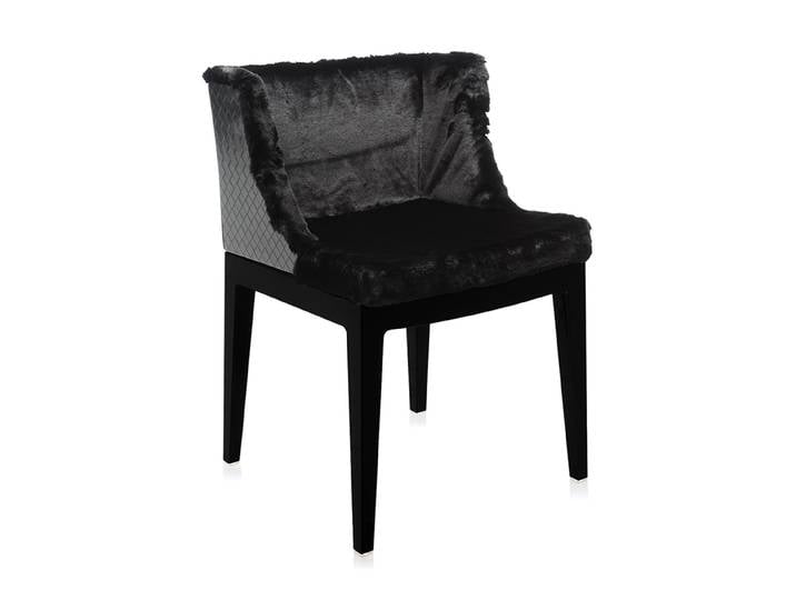 KARTELL fauteuil MADEMOISELLE KRAVITZ (Fur-leather, structure Noire - Polycarbonate coloré dans la masse)