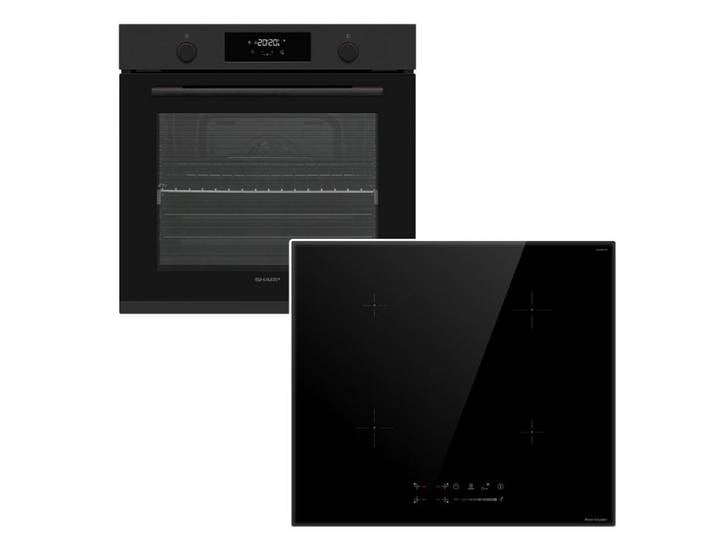 Sharp Backofen-Set Einbauherd Pyrolyse Vollauszug+keenberk Induktionskochfeld Slider 60cm, mit 1-fach Vollauszug, Pyrolyse-Selbstreinigung