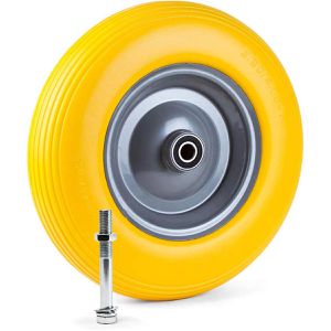 Grafner Schubkarrenrad 4.80/4.00-8, pannensicher Vollgummi, 200kg Tragkraft, Ø 395mm, mit Achse & Stahlfelge