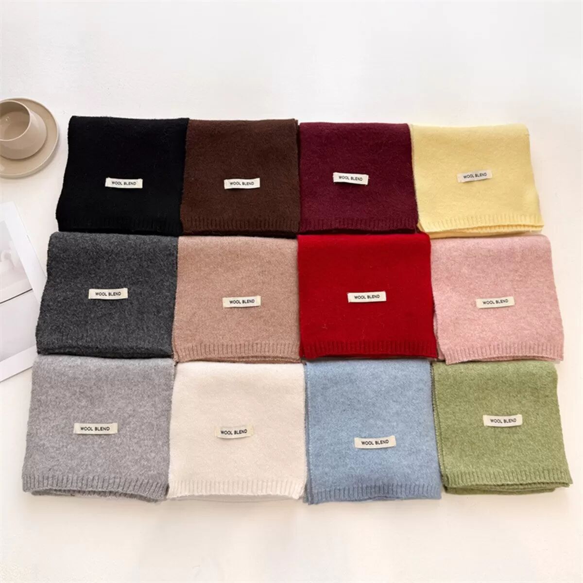 INF Écharpe Châle Chaude Automne Hiver - Tricot Polyester Couleur Unie Blanc