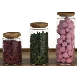 Cottage Bamboo Glass Jar - 15cm