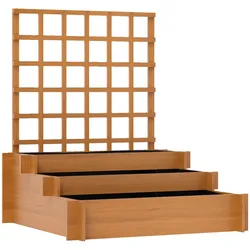 Outsunny 3-stufiges Pflanzregal mit Rankgitter und Vlieseinlage für Gemüse, Blumen und Kräuter – 95x95x110 cm Natur