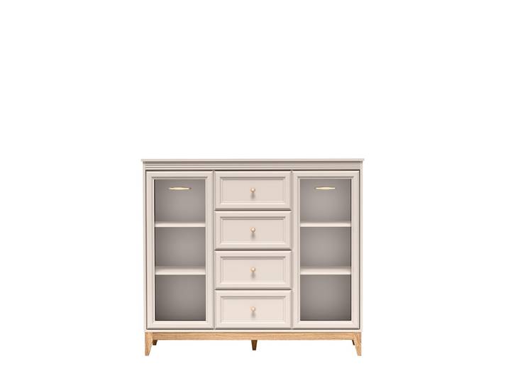 Masseno Vitrinenschrank CUNEO 125,5 x 141,5 cm Modern Wohnzimmer Vitrine mit Tür Kaschmir