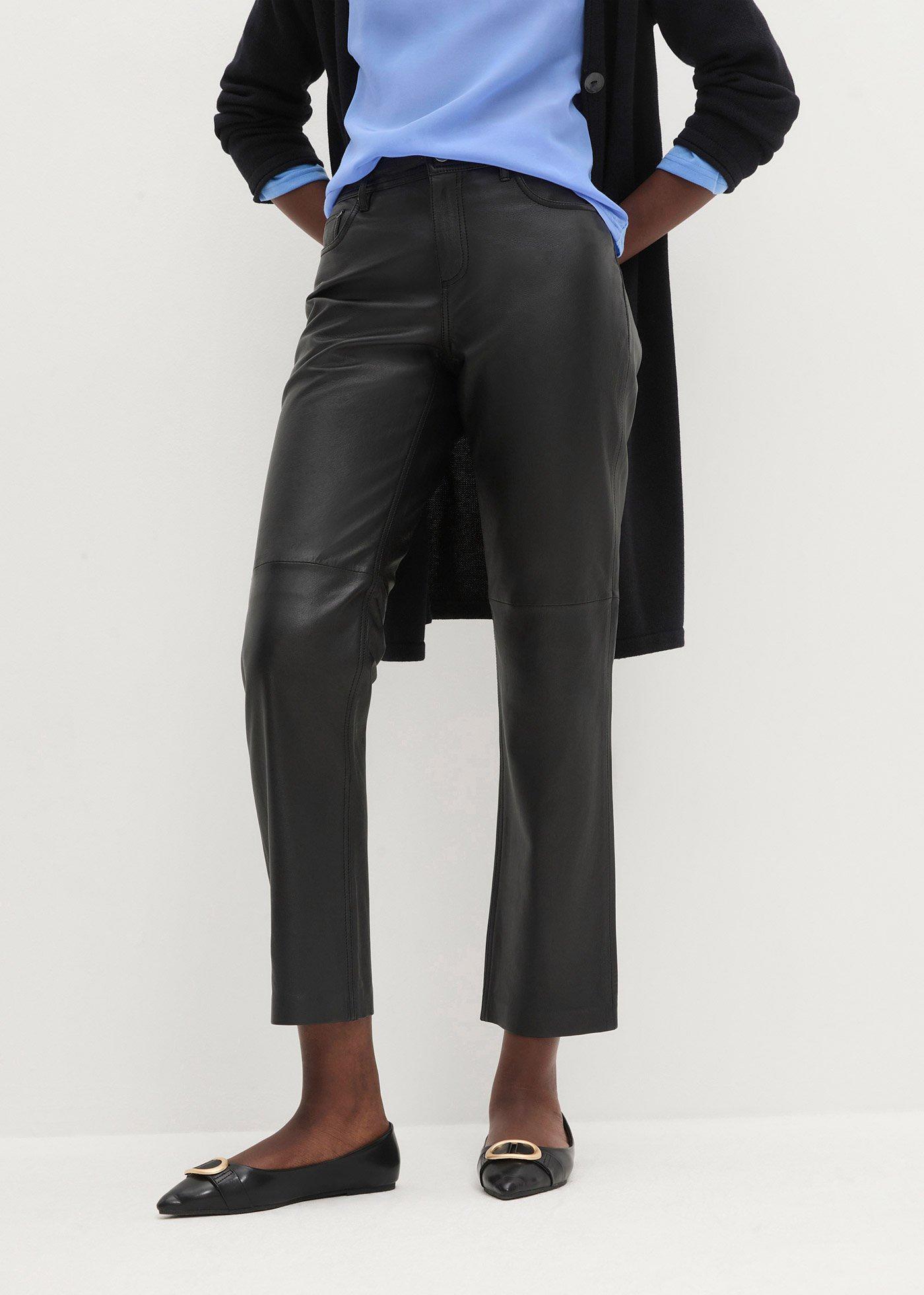 bonprix Lammnappa-Lederhose, schwarz, Gr.52, elegante Lederhose aus hochwertigem Lammnappa, mit Kniefutter, aus Nappaleder
