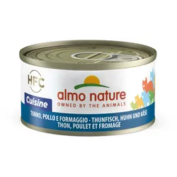 Almo Nature HFC Cuisine Natural 70g Dose Katzennassfutter Sparpaket 48 x 70 Gramm Thunfisch, Huhn & Käse