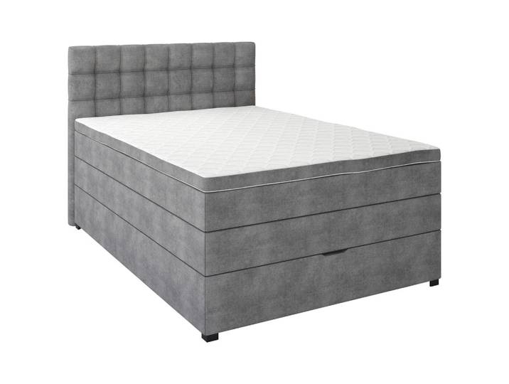 Boxxx Boxspringbett, Grau, Kunststoff, H3, Höhe ca. 2x 17 cm, 140x200 cm, gepolstertes Kopfteil, Topper durchgehend, in verschiedenen Größen erhältlich, Schlafzimmer, Betten, Boxspringbetten