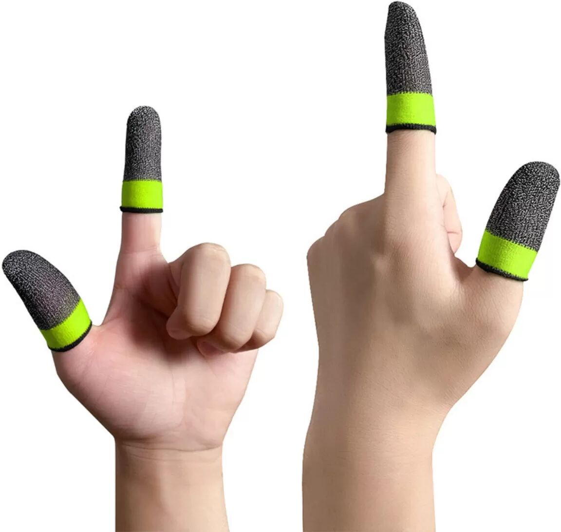 INF Gaming-Fingerhüllen 28-Nadel Silberfaser — 16er-Pack hochsensible Touchscreen-Daumenüberzüge, schweißresistent, kompatibel Grün